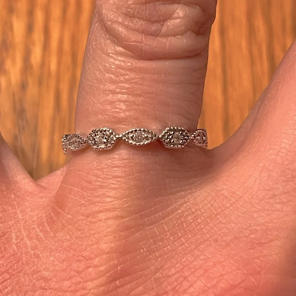 Sterling silver stackable eternity band with CZs size 7.5 - Picture 5 of 9